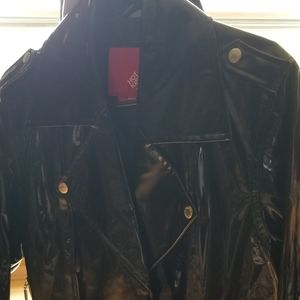 Shiny gloss vinyl pleather moto jacket punk large